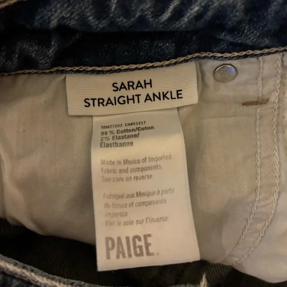 Paige Denim Sarah Straight Ankle Jeans - Picture 9 of 9